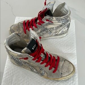 NYC Women's High-Top Sneakers - Gray and Red